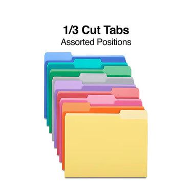 Staples File Folders, 1/3 Cut, Letter Size, Assorted Colors, 250/Box (TR502678)